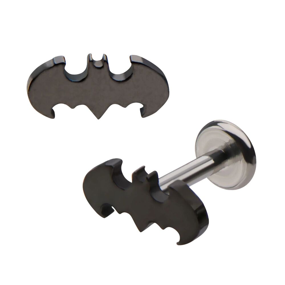 Batman Logo Labret Stud 14G 1/4” Internally Threaded DC Comics